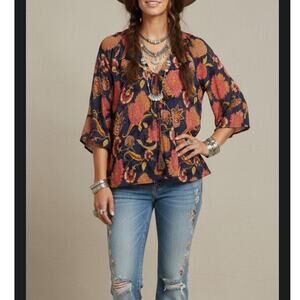 Anthropologie Jaase Women's Floral Blouse size Large